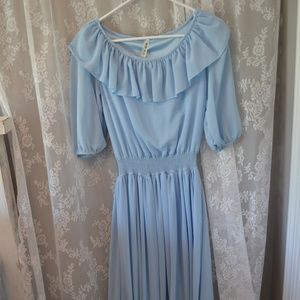 Blue floor length dress